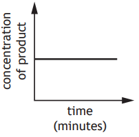 Graph showing concentration of product versus time. The concentration is constant over time, represented by a horizontal line.