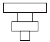 Three horizontal rectangles stacked in a pyramid shape, with the top one larger, connected by vertical lines to the middle and bottom rectangles.