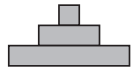 Grey three-tiered rectangle stack with black outlines, each tier smaller than the one below, forming a pyramidal shape.