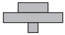 Diagram showing three grey rectangles forming a cross shape, with the largest rectangle in the centre and smaller rectangles on top and bottom.