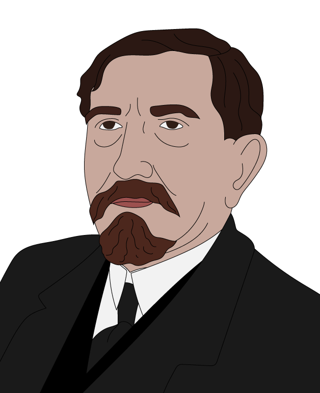 An elderly man frowning at the camera dressed in a smart suit