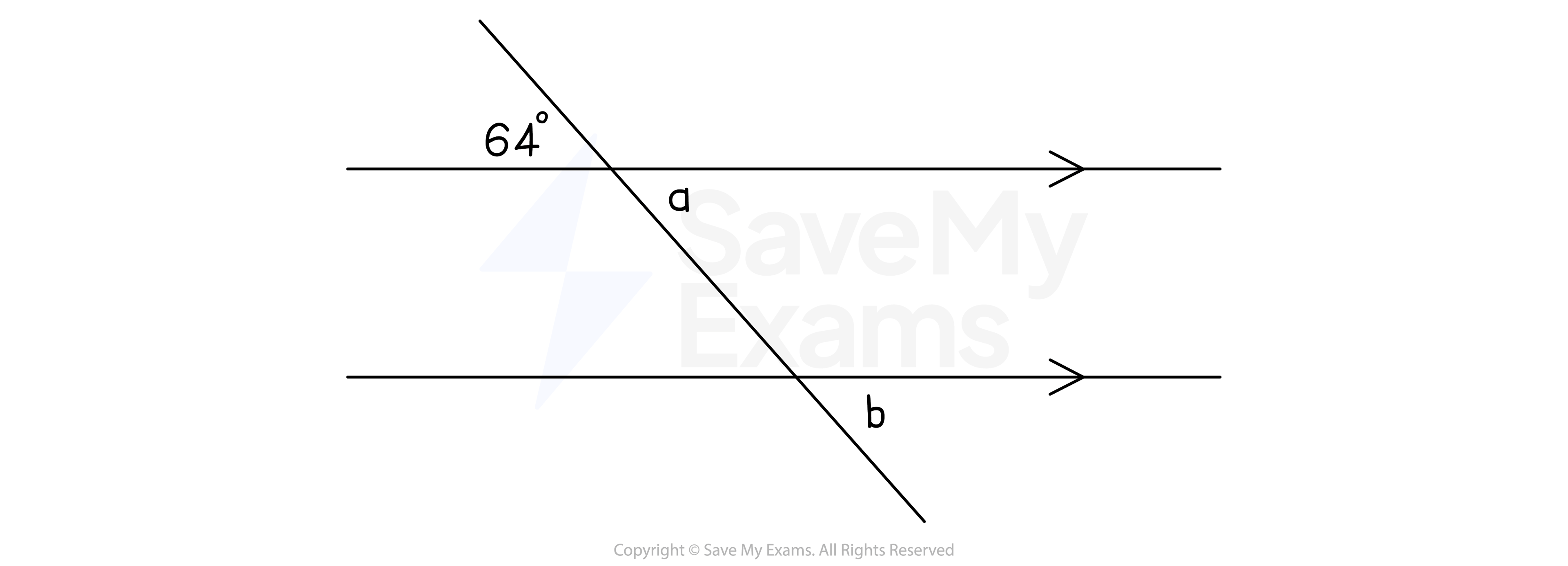Angles in Parallel Lines Worked Example question