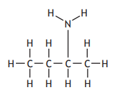 Structural formula of ethylamine showing a chain of two carbon atoms bonded to hydrogen atoms, with an amino group (NH2) attached to one carbon.
