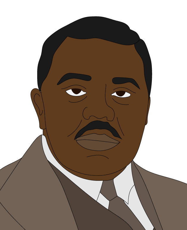 Portrait of a man with a moustache wearing a suit and tie, facing forward. The background is plain, emphasising his thoughtful expression.