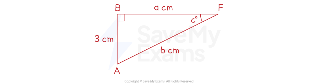 Triangle ABF. AB = 3 cm, BF = a cm and AF = b cm.