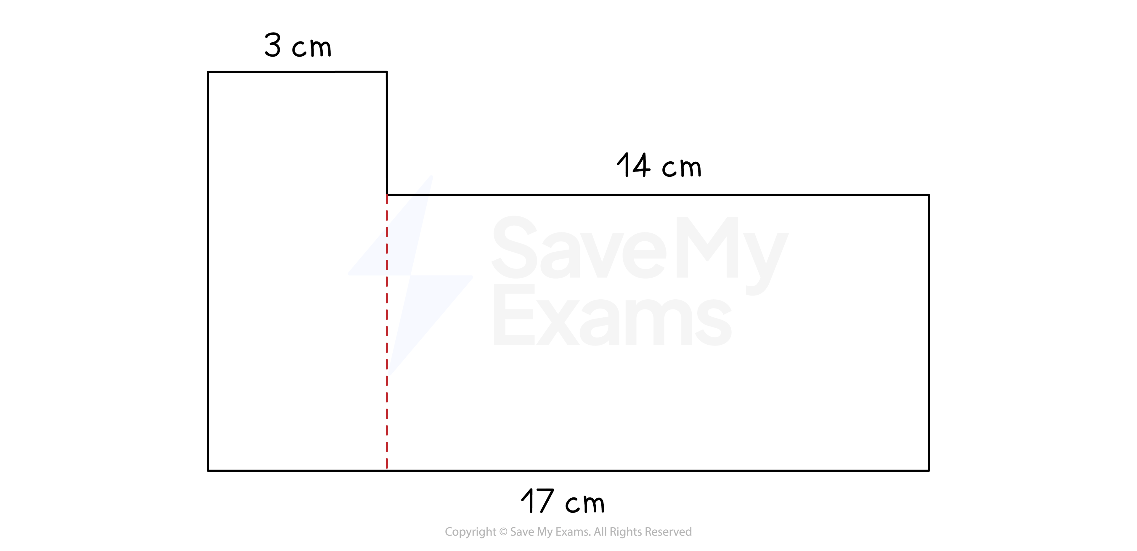 A compound shape split into two rectangles