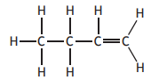 Structural diagram of pentane, a saturated hydrocarbon, showing five carbon atoms and twelve hydrogen atoms bonded in a chain.