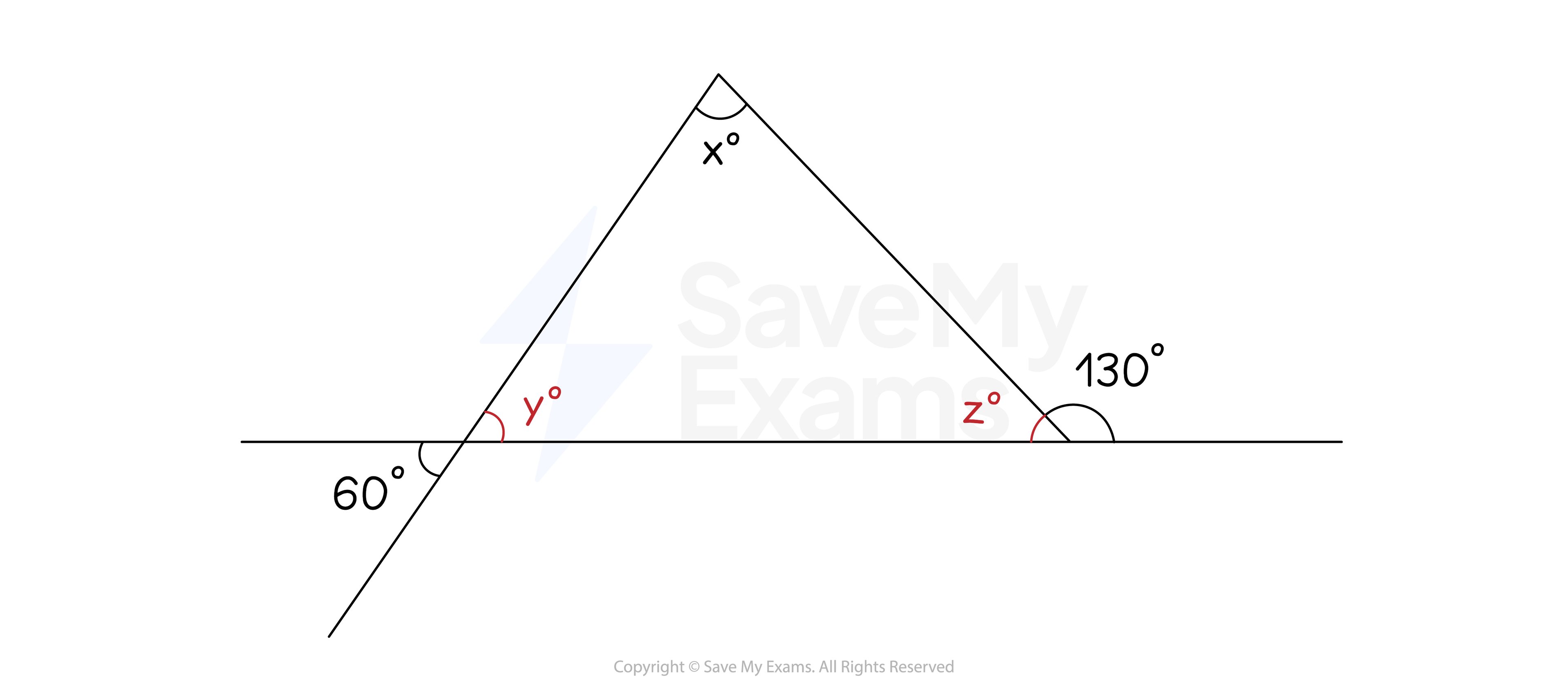 Triangle angle properties worked example working