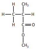 Skeletal formula of butanone, showing a four-carbon chain with a double-bonded oxygen at the second carbon and a methyl group on the third carbon.