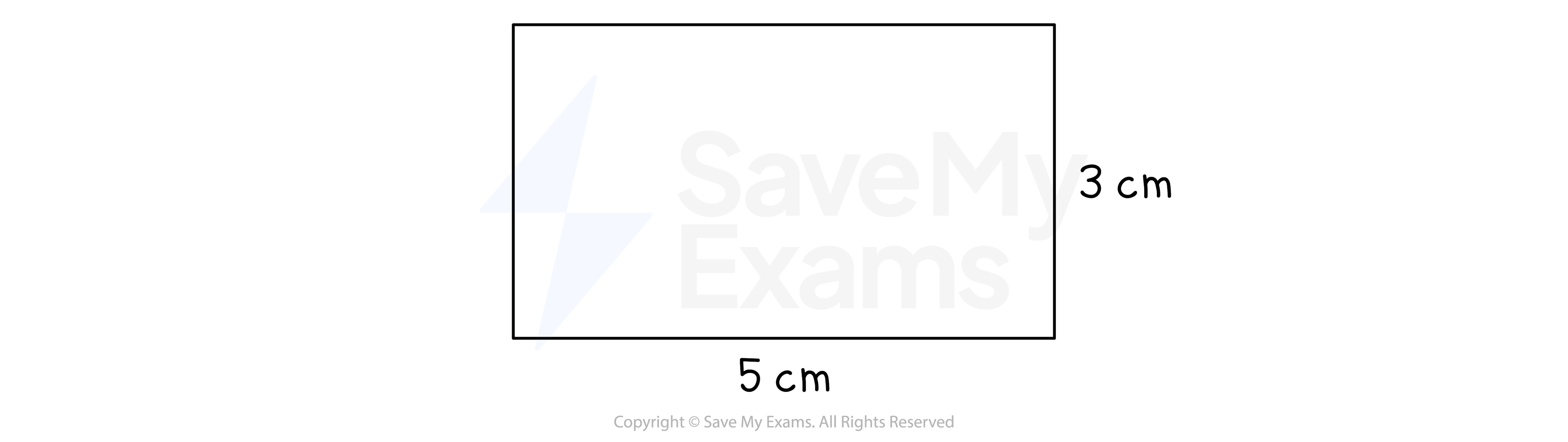 A rectangle with length 5 cm and width 3 cm