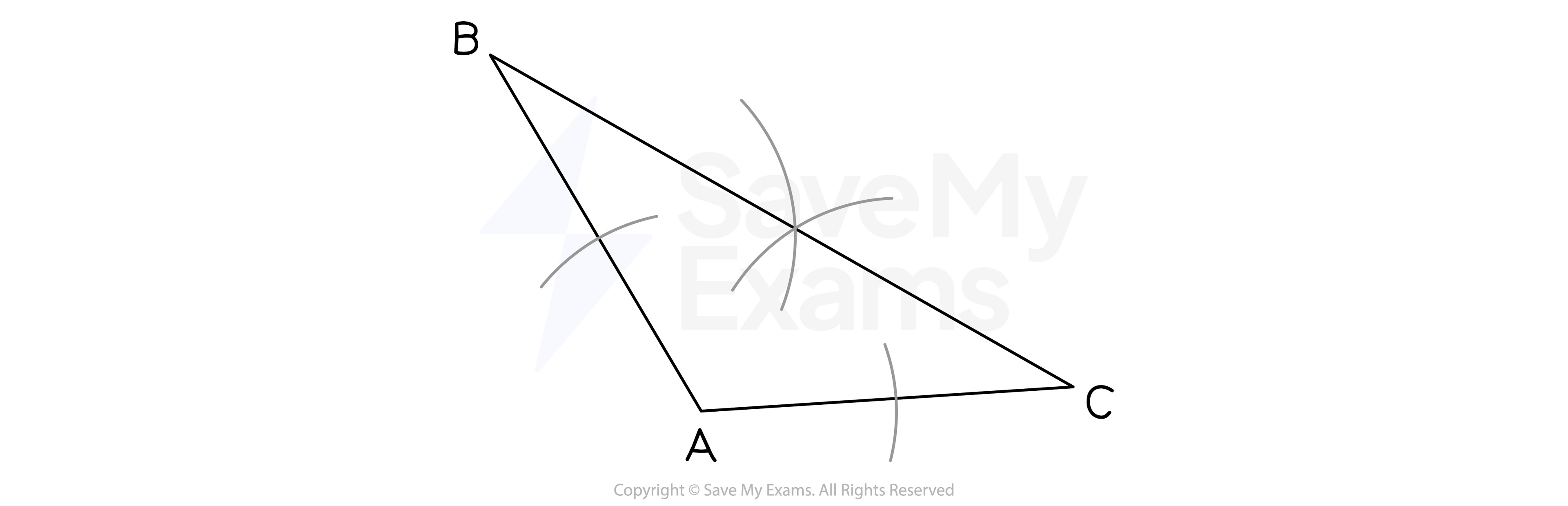 General Triangle ABC with arcs, IGCSE & GCSE Maths revision notes
