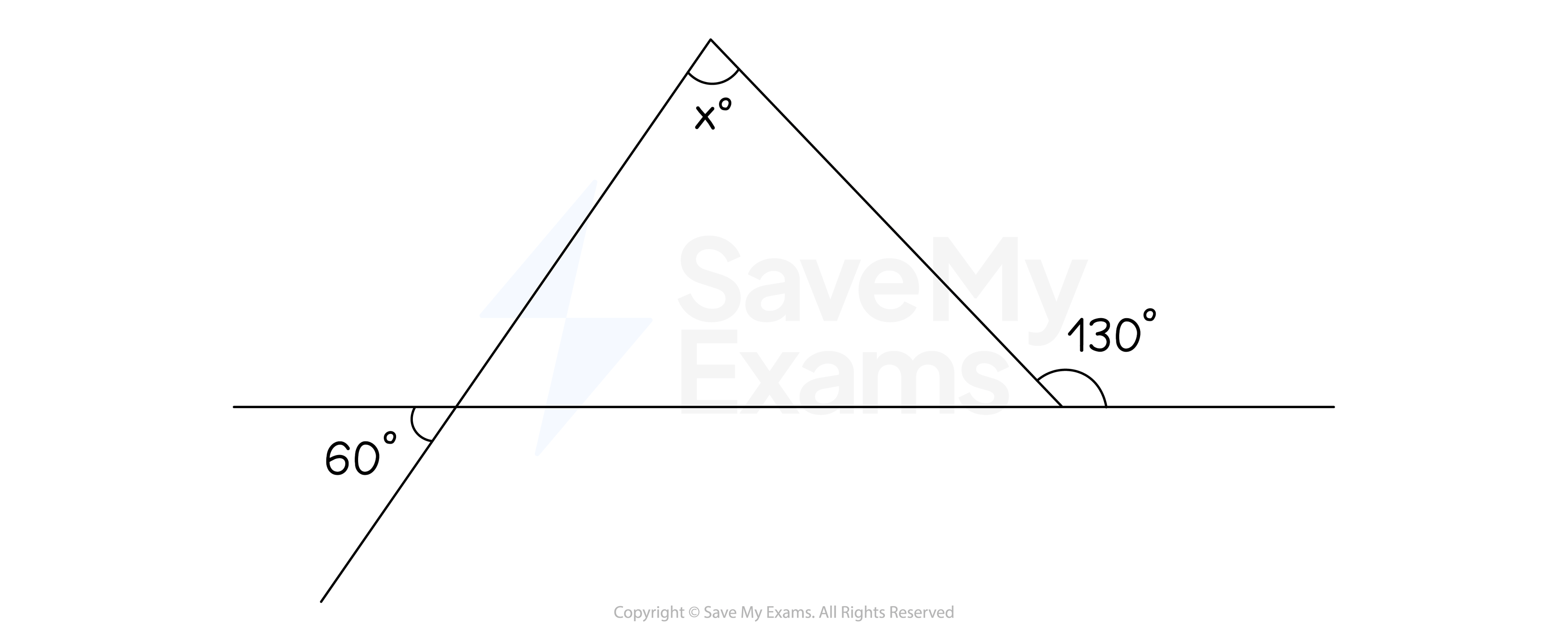 Triangle angle properties worked example question