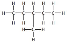 Chemical structure of 2,3-dimethylbutane with eight carbons and eighteen hydrogens arranged in a branched chain configuration.