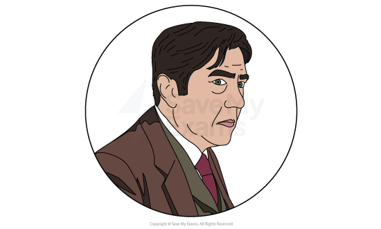 Image of Samuel Daily from The Woman in Black: Illustration of a serious man in a brown suit and tie, side view, with dark hair and a neutral expression, set against a white circular background.