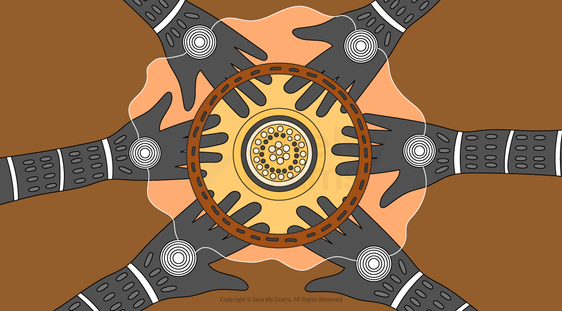 Abstract artwork featuring black hands with dot patterns reaching towards a central circular motif on a textured brown background, evoking unity and connection.