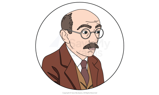 Image of Mr Jerome from The Woman in Black: Illustration of a balding man with glasses and a moustache, wearing a brown suit, white shirt, and tie, inside a circular frame.