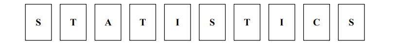 The image shows the word "STATISTICS" with each letter in an individual bordered rectangular box, aligned horizontally.