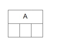 Letter 'A' in a top rectangle above three equal smaller rectangles aligned horizontally. The design resembles a simple organisational chart.