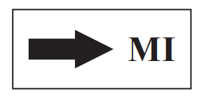 Black right-facing arrow next to the letters "MI" inside a rectangular border.