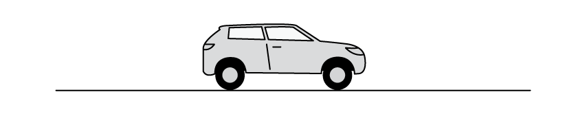 Diagram of a car on a flat surface.