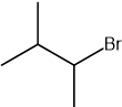 Structural formula of 2-bromo-3-methylbutane.