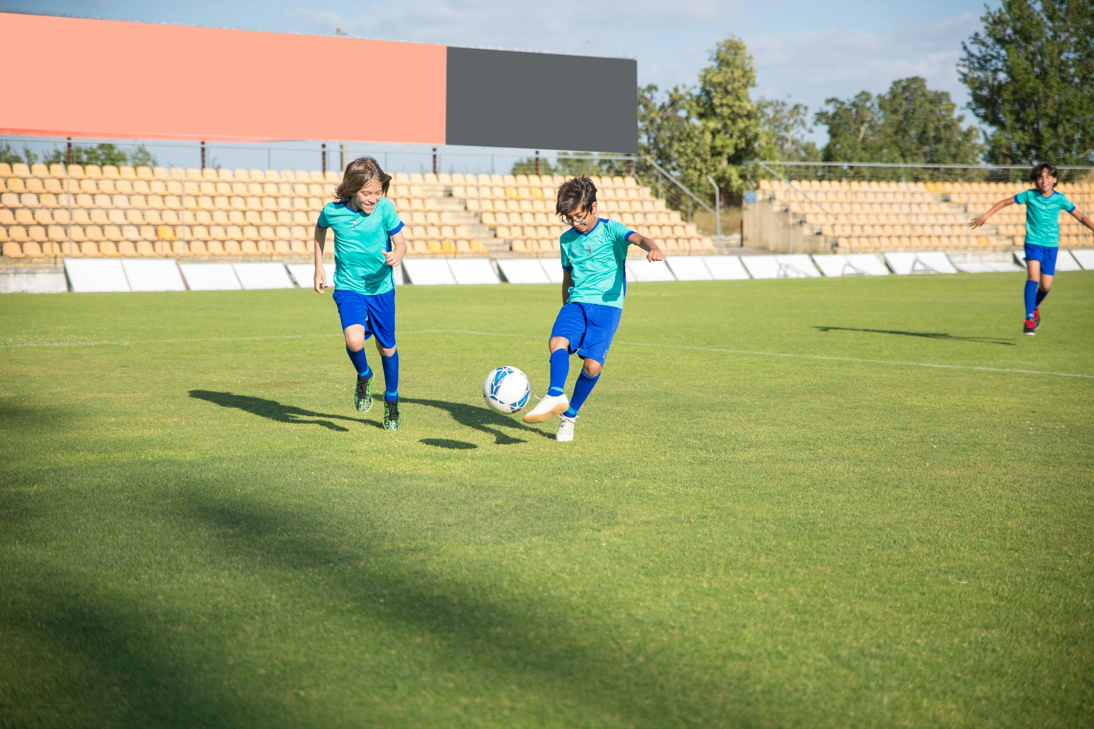 Kids playing football