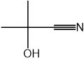 Chemical structure of 2-hydroxy-2-methylpropanenitrile.