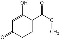 Chemical structure of methyl 6-hydroxy-4-oxocyclohexa-1,5-diene-1-carboxylate