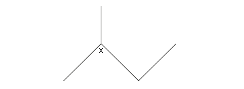 2-methylbutane skeletal formula with carbon atom X labelled