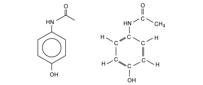 Chemical structures of paracetamol.