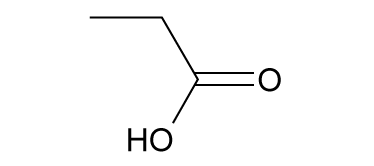 Chemical structure of propanoic acid.