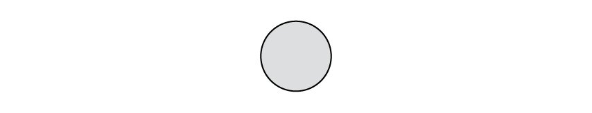 A small grey circle representing a positively charged sphere.