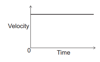 Velocity–time graph showing a horizontal line from time zero, representing constant positive velocity with no acceleration over time