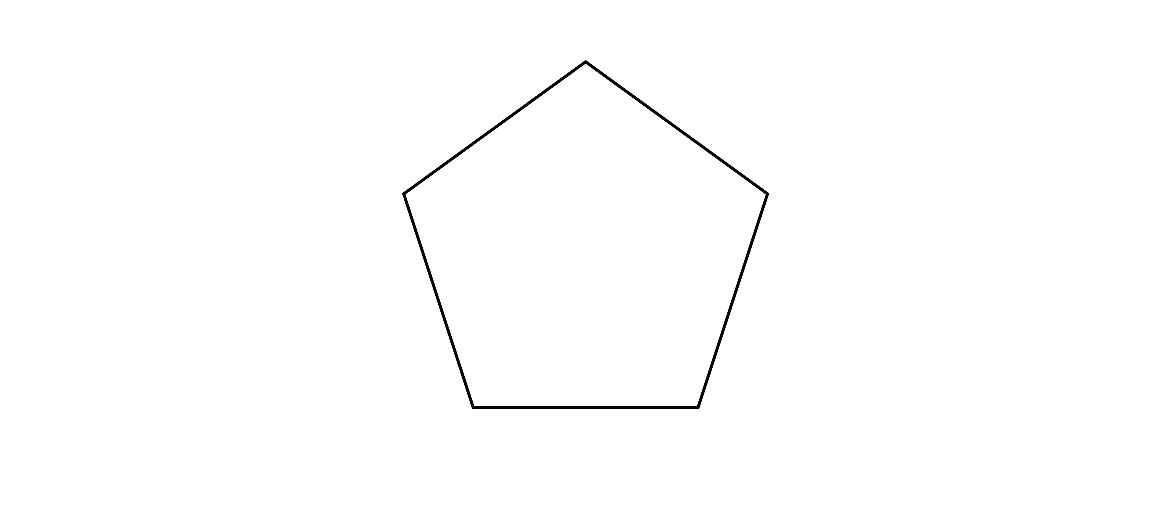 A regular pentagon (5 equal sides, 5 equal angles), oriented with one flat side at the bottom. No grid, no labels, no measurements. Moderate size.