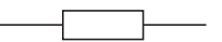 Simple rectangular block symbol with a horizontal line entering from the left and exiting on the right, representing a generic process or component