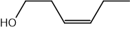 Skeletal formula of leaf alcohol showing (Z)-hex-3-en-1-ol with the hydroxyl group and a cis double bond