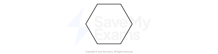 A simple black outline of a regular hexagon on a white background, featuring six equal sides and six angles, with no additional details or colours.