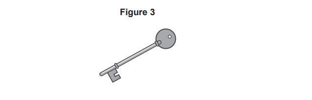 Figure 3: simple grey metal key with a round bow and a small hole, shown at a slight angle on a plain white background