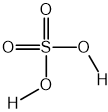 Displayed formula of sulfuric acid showing a central sulphur atom double-bonded to two oxygens and single-bonded to two hydroxyl (OH) groups