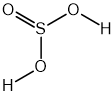 Displayed formula of sulfurous acid showing a central sulphur atom double bonded to oxygen and single bonded to two hydroxyl (OH) groups