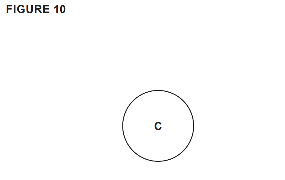 Figure 10 showing a single outlined circle labelled “C” in the lower half of an otherwise blank page
