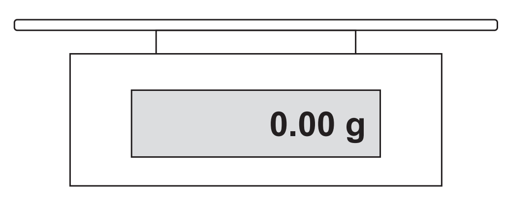 Digital laboratory balance with an empty weighing pan and a display reading 0.00 grams