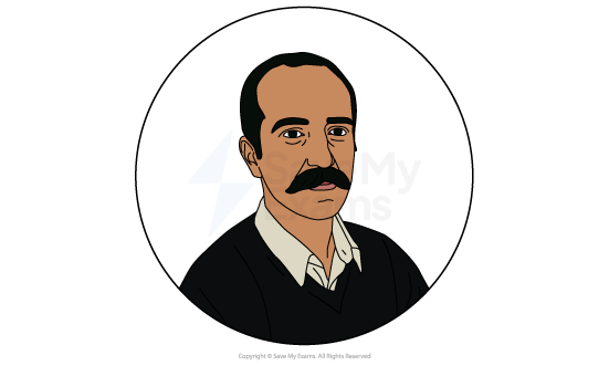 Image of the Father (Ebi) from Persepolis: he is a middle-aged man with a moustache, receding hairline, collared shirt and dark jumper, shown from the chest up in a circular frame.