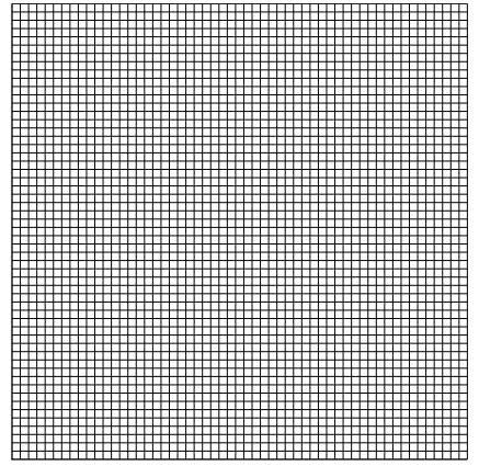 Square sheet of fine graph paper with dense, evenly spaced black grid lines forming many small squares across the entire white page