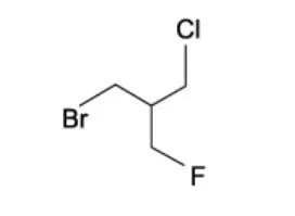 Skeletal formula of 1-bromo-2-(chloromethyl)-3-fluoropropane