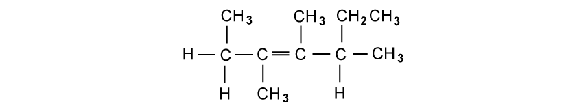 Structural formula showing CH3-CH2-C(CH3)=C(CH3)-CH(CH3)-CH2-CH3