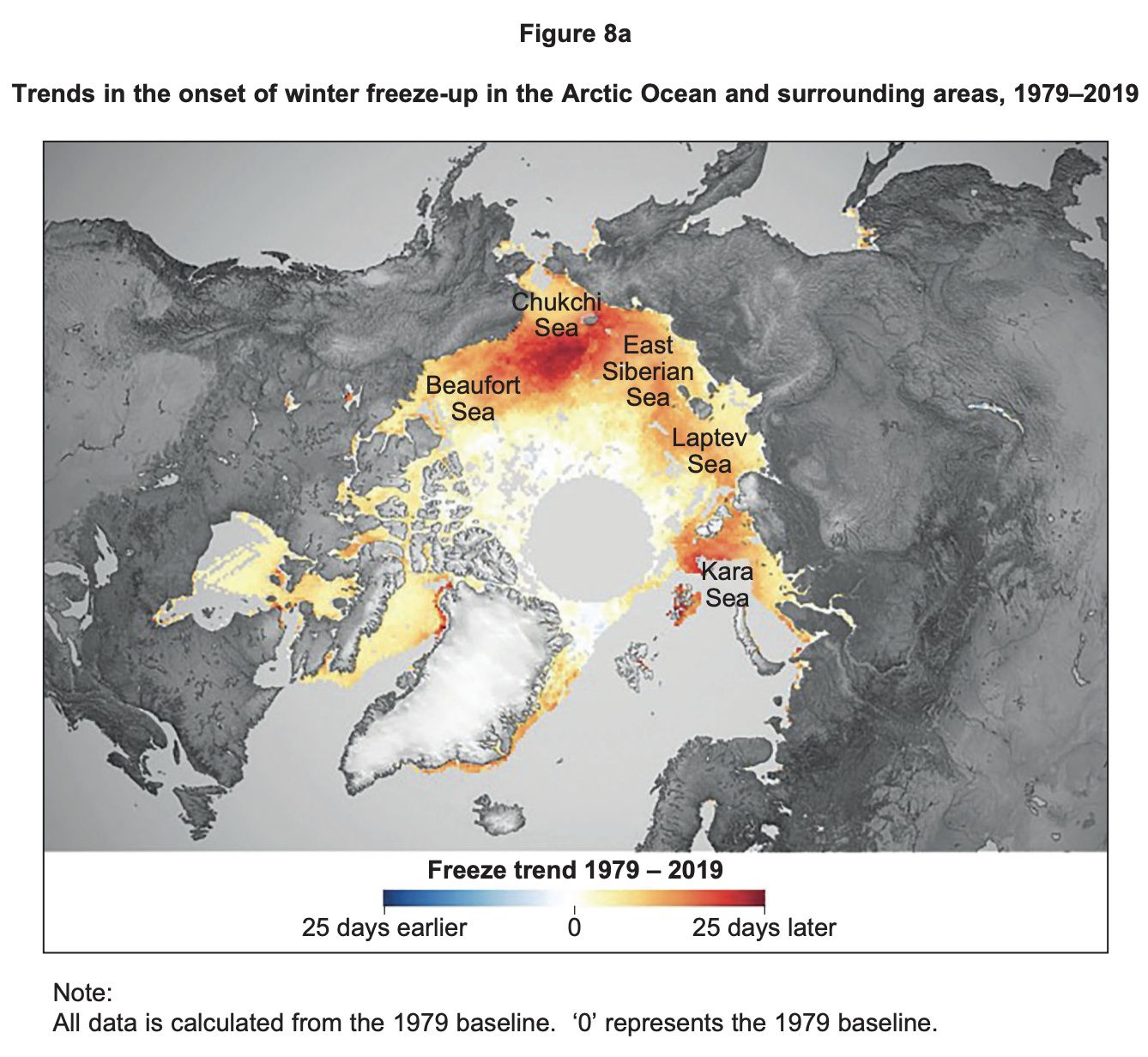 Trends in the onset of winter freeze-up in the Arctic Ocean and surrounding areas, 1979–2019