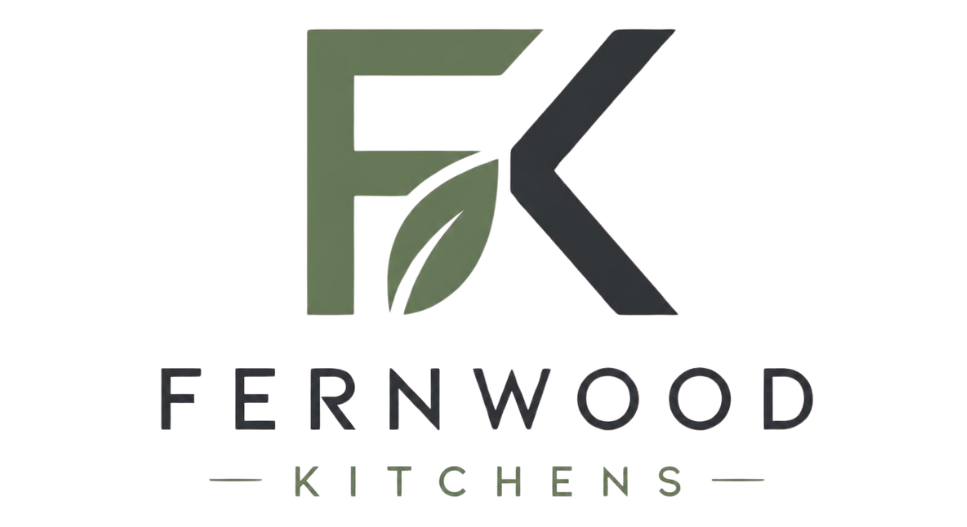 Fernwood Kitchens logo with stylised green F and black K forming a leaf motif above the brand name in clean, modern lettering