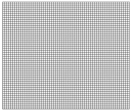 Dense black-and-white grid of tiny uniform squares forming a full page of graph paper with thin lines and a narrow border around the edges
