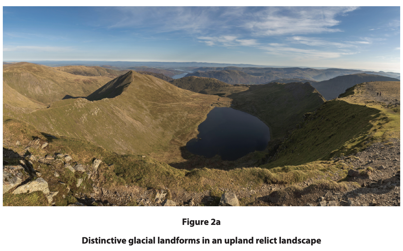 Glacial landforms in an upland relict environment
